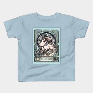 Gorgeous Saluki Art in blue/black By Mucha/Watson. An adaptation of an original Mucha Illustration. Kids T-Shirt